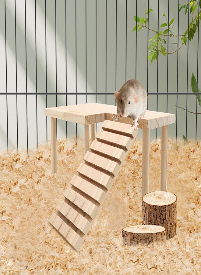 DVHEY Hamster Wooden Platform with Legs Small Animal Climbing Ladder Standing Rat Guinea Perch Chew Toy Cage Accessories (Platform-Small) - Image 4